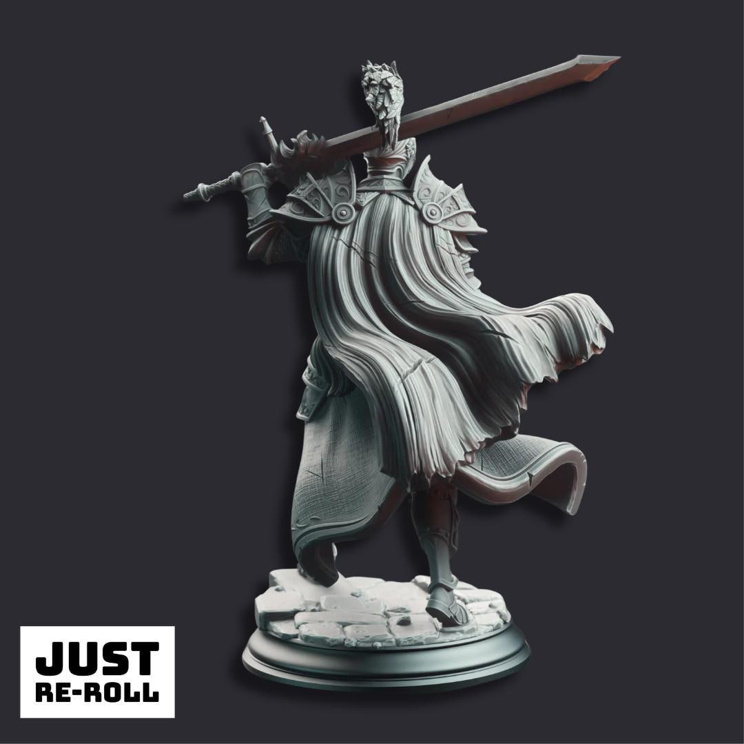 Lothar the Black Knight of the Dusk - 3D Printed Paladin Character Miniature