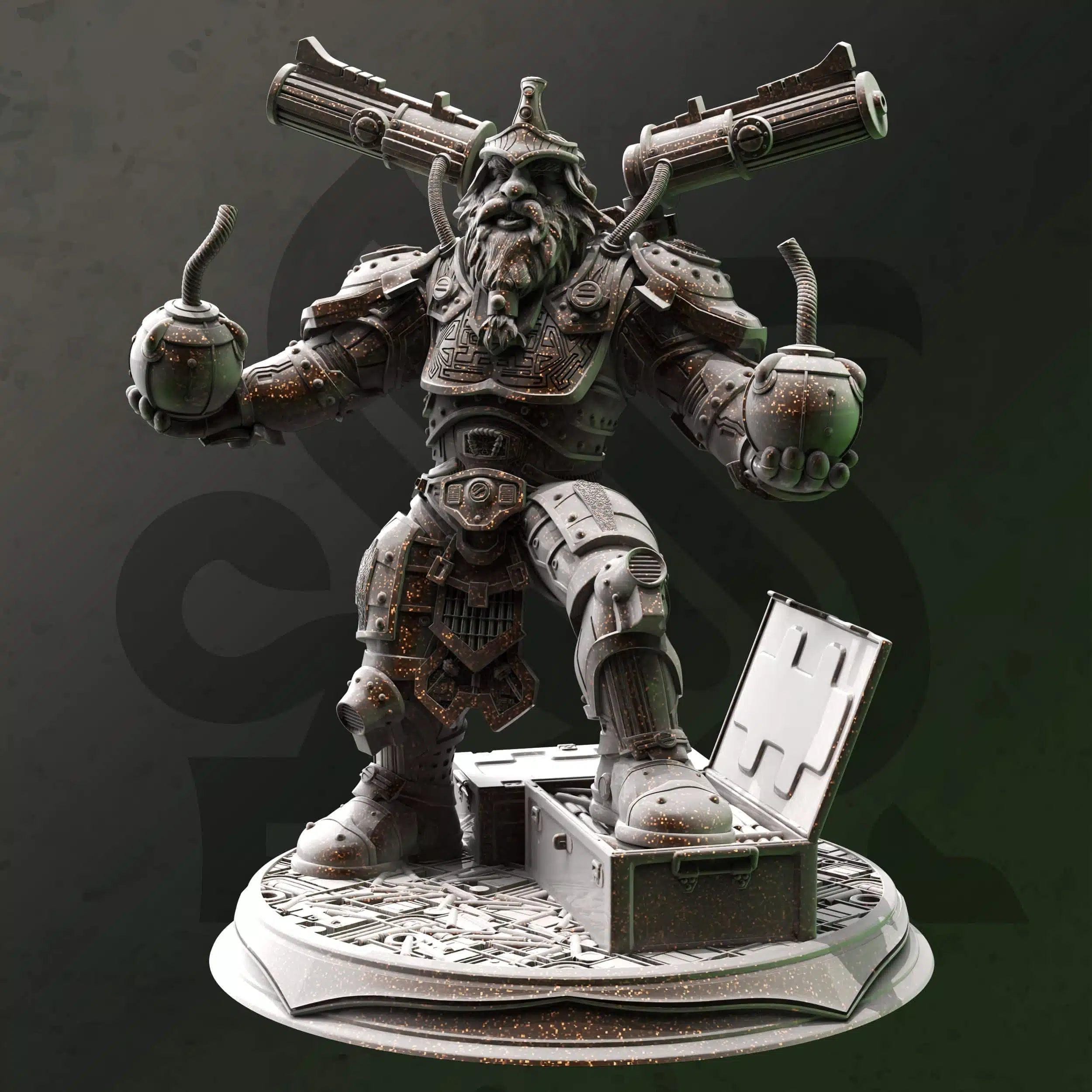 Duktuk – Dwarven Grenadier - 3D Printed Artificer Character Miniature