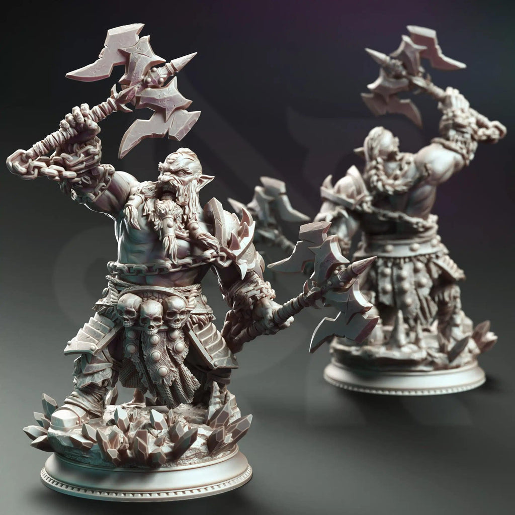 Korthart the Hateful Heart Dark Dwarf Berserker - 3D Printed Barbarian Character Miniature