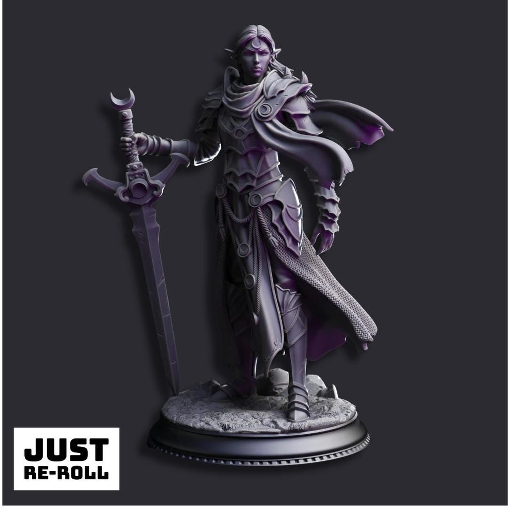 Ilnia Vasrith Paladin of the Moon’s Sanctum - 3D Printed Paladin Character Miniature