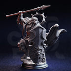 Kigari Solheart Paladin Miniature – Lionfolk Warrior, Tabletop Gaming Figure (Grey Resin)