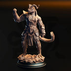 Vaakrin Steeljaw – Black Dragonkin Fighter - 3D Printed Barbarian Character Miniature