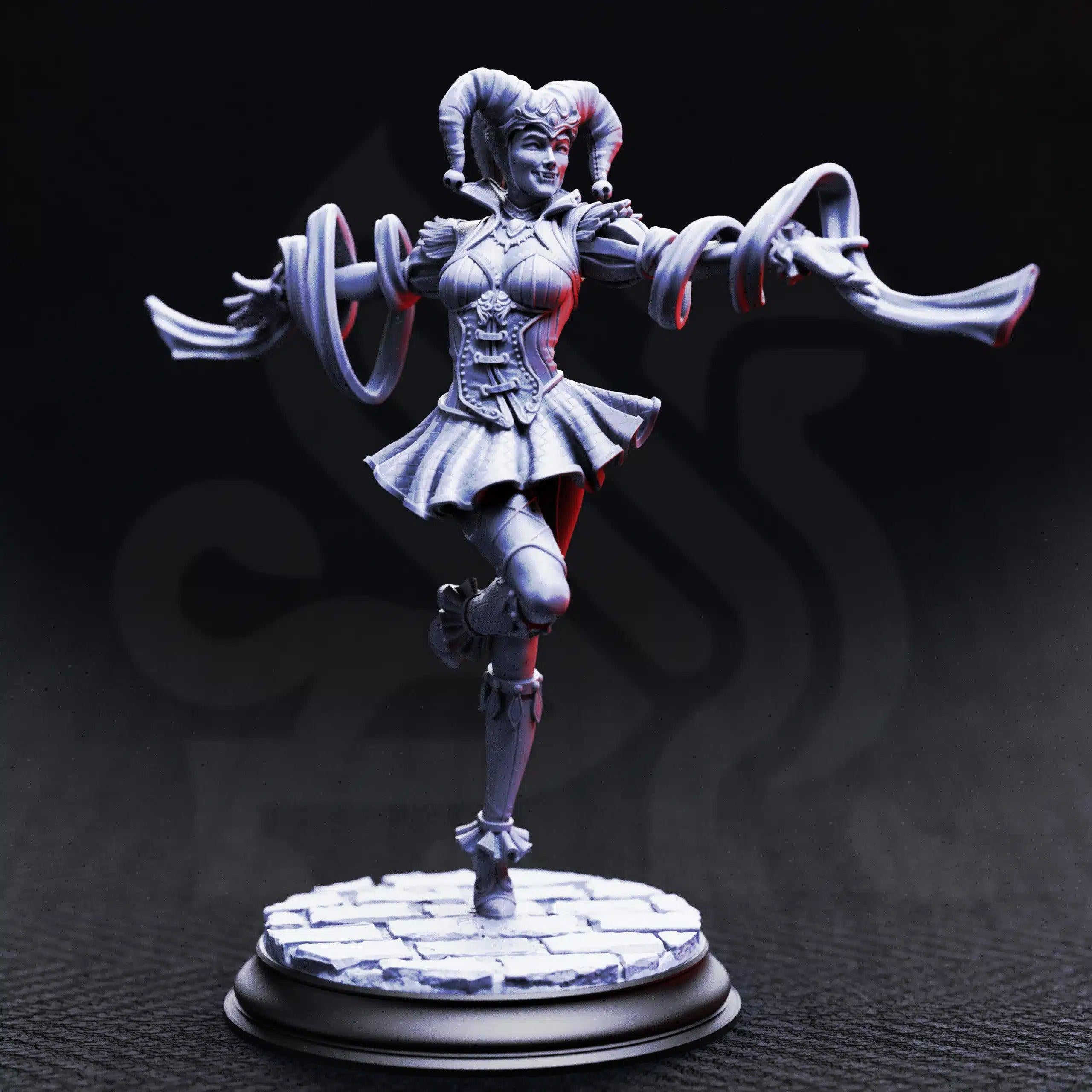Sanguine – Gleeful Vampire Jester - 3D Printed Bard Character Miniature