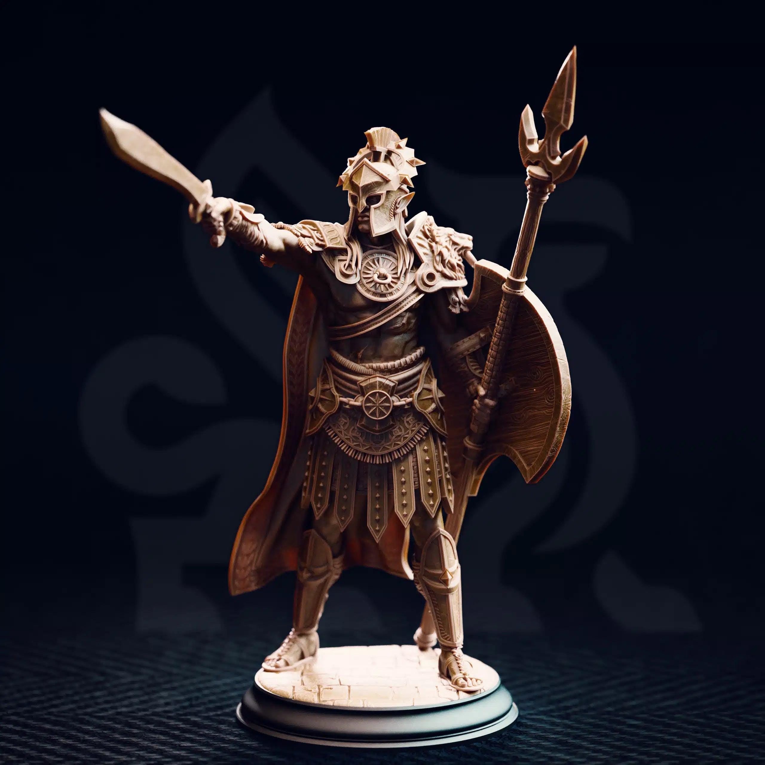 Vilryn Kaedrys – Sun Elf Gladiator - 3D Printed Fighter Character Miniature