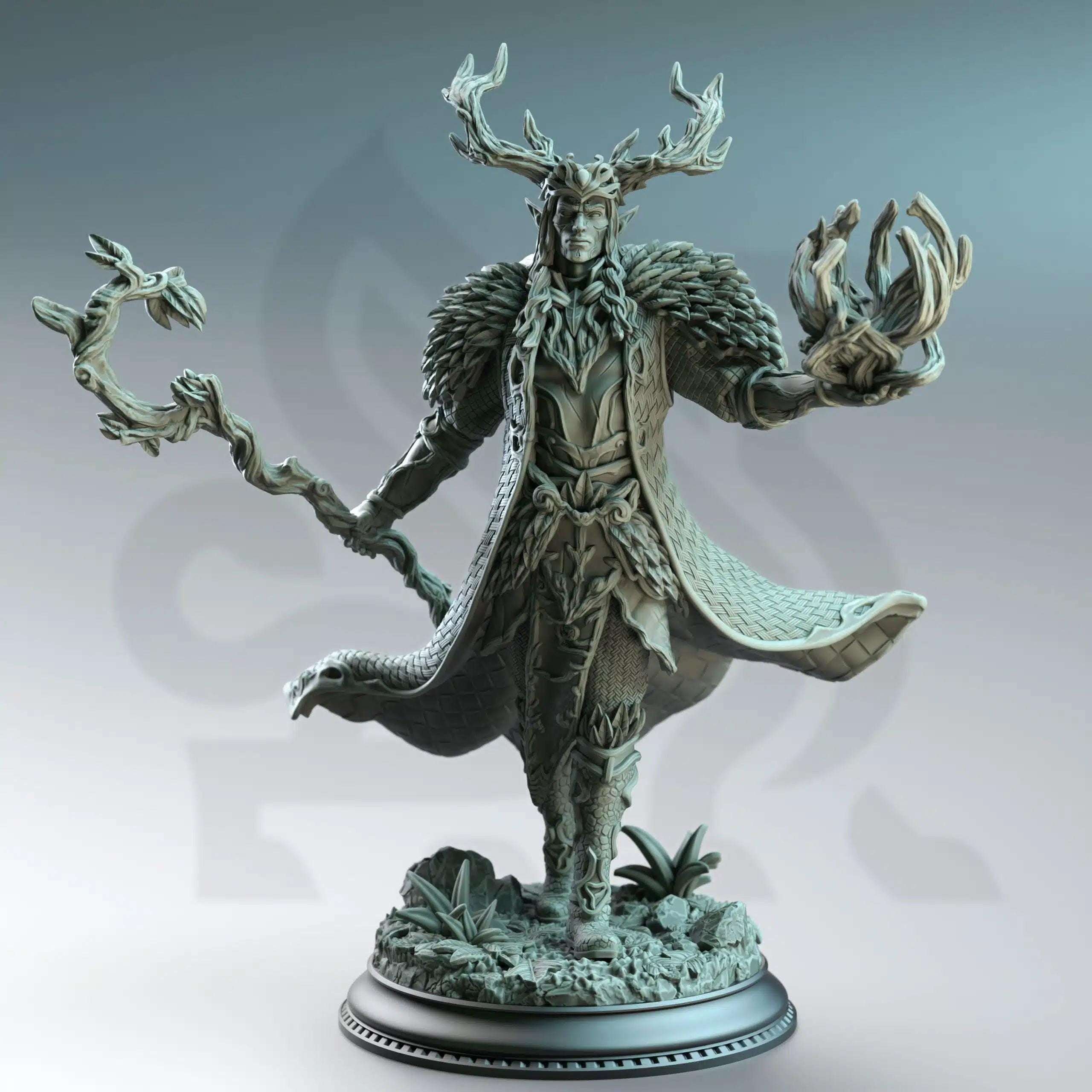 Pontifax the Emerald Eyed – Fey Court Wizard - 3D Printed Druid Character Miniature