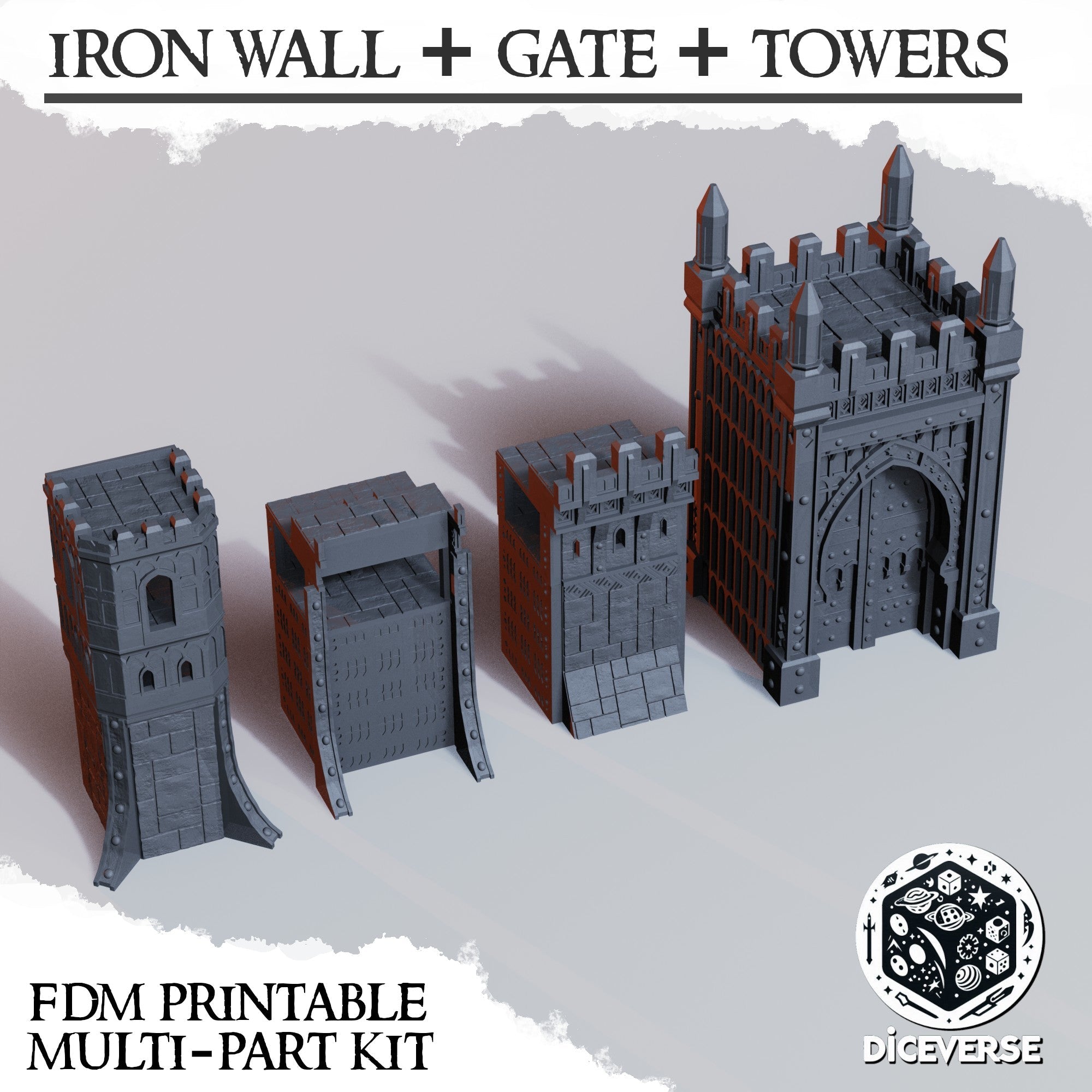 Iron Wall Gate & Towers Scenery | Trench Grimdark | Diceverse