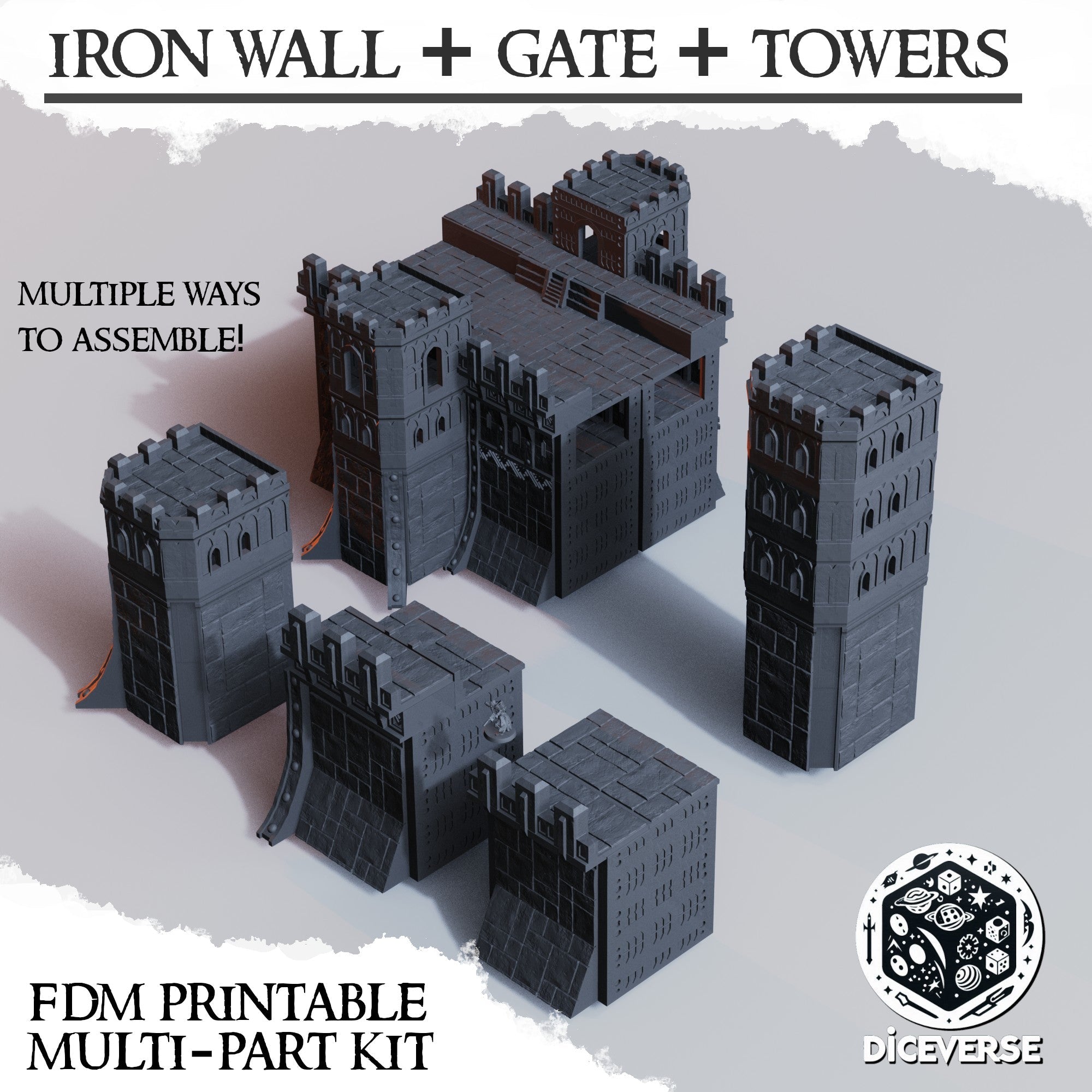 Iron Wall Gate & Towers Scenery | Trench Grimdark | Diceverse