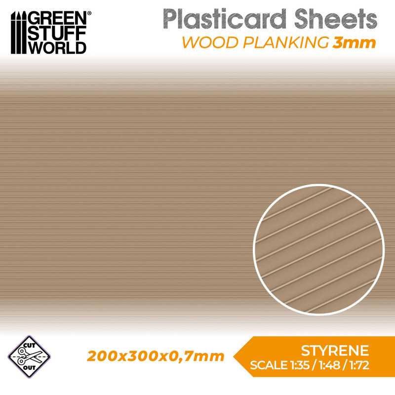 Green Stuff World: Textured Styrene Plasticard Sheet - Wood Planking (3mm)