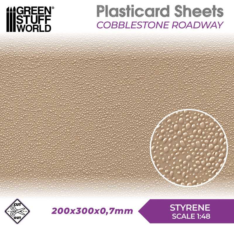 Green Stuff World: Textured Styrene Plasticard Sheet - Cobblestone Roadway