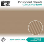 Green Stuff World: Textured Styrene Plasticard Sheet - Corrugated (1.2mm)
