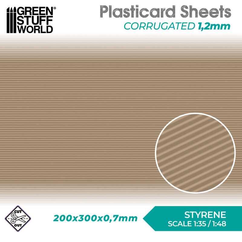 Green Stuff World: Textured Styrene Plasticard Sheet - Corrugated (1.2mm)