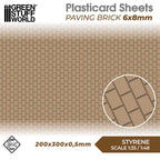 Green Stuff World: Textured Styrene Plasticard Sheet - Paving Brick (6x8mm)