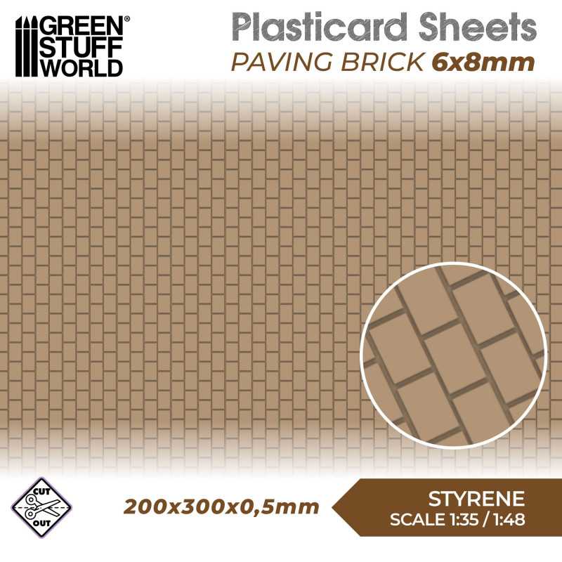 Green Stuff World: Textured Styrene Plasticard Sheet - Paving Brick (6x8mm)