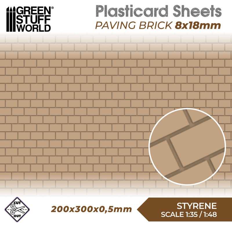 Green Stuff World: Textured Styrene Plasticard Sheet - Paving Brick (8x18mm)