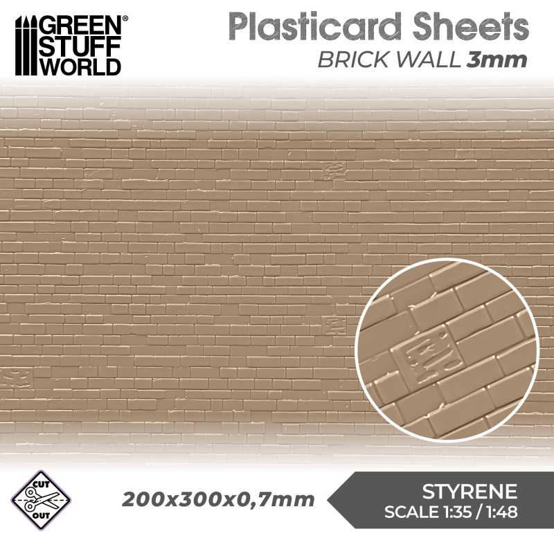 Green Stuff World: Textured Styrene Plasticard Sheet - Brick Wall (3mm)