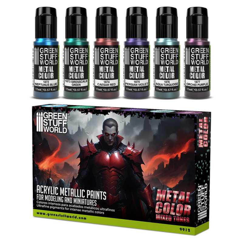 Green Stuff World Metallic Paints Set - Colours