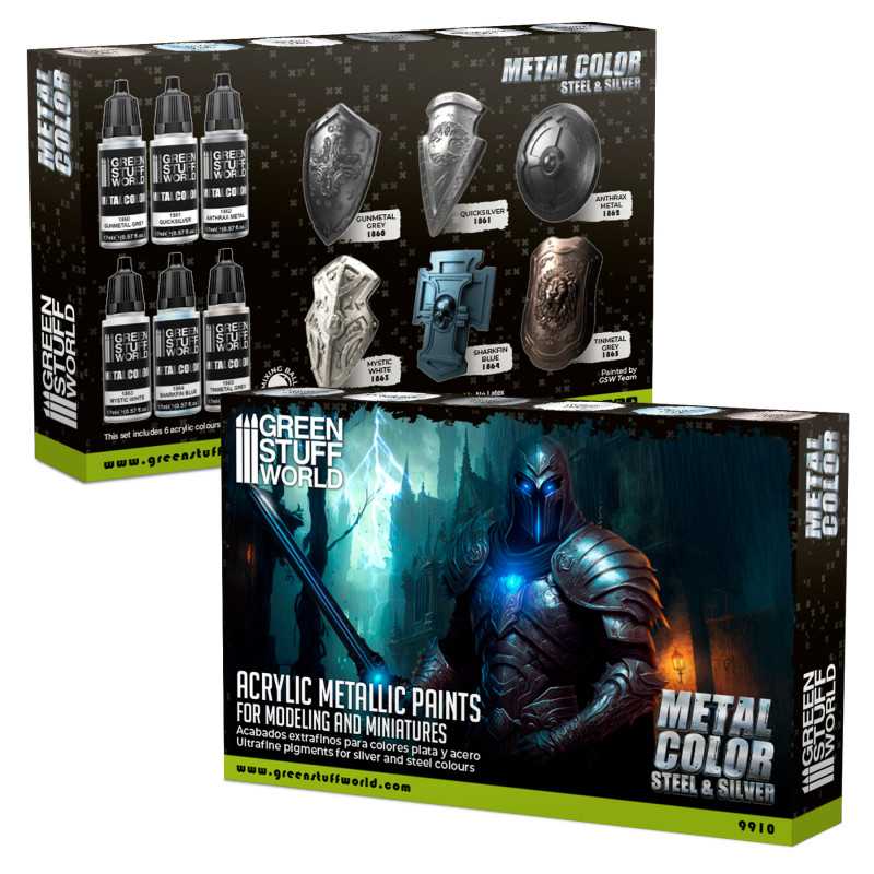 Green Stuff World Metallic Paints Set - Silver