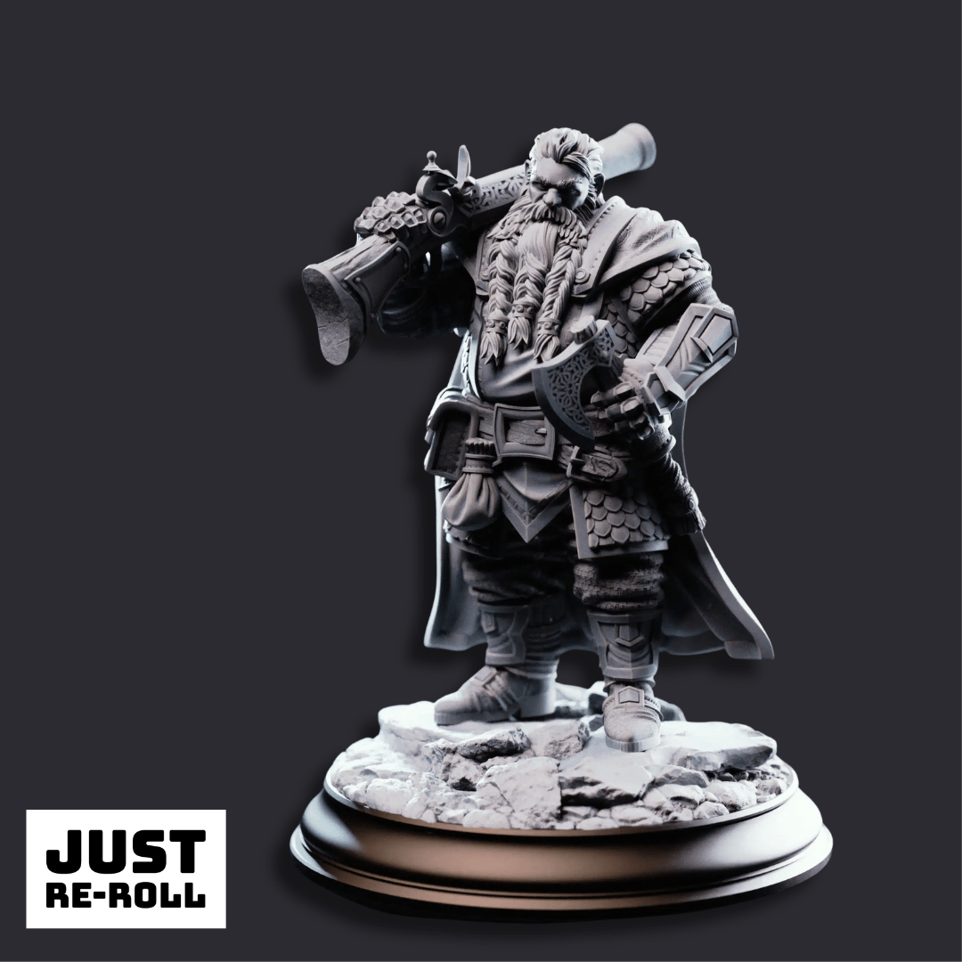 Nilyerg Sureshot Dwarven Marksman - 3D Printed Gunslinger Character Miniature
