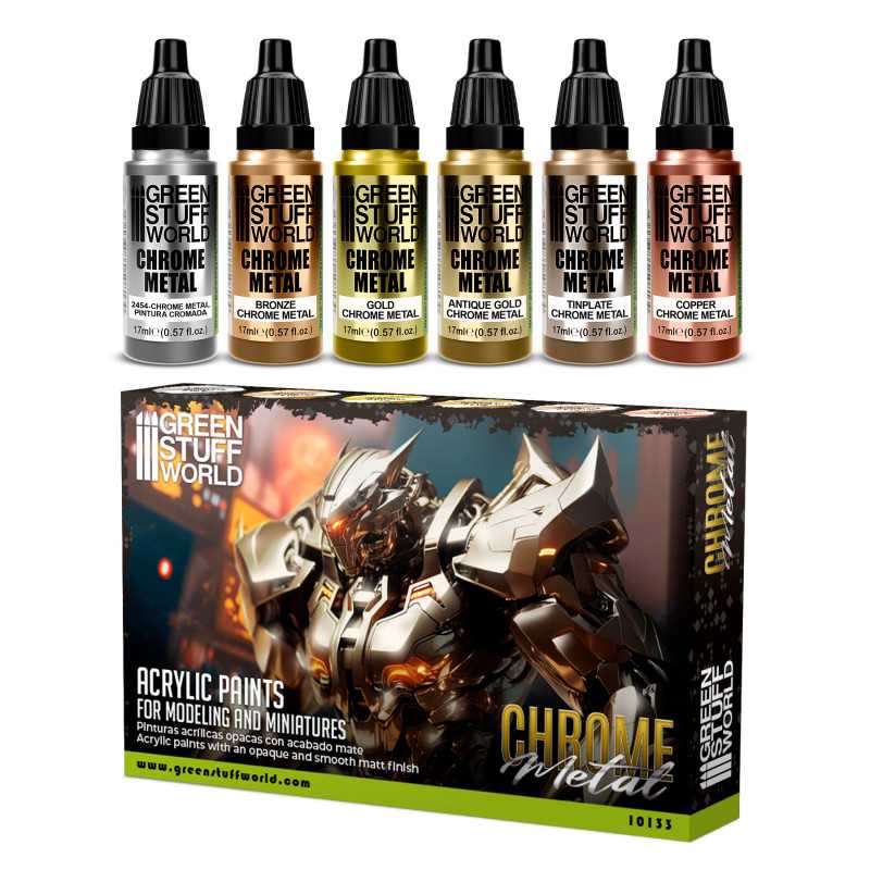 Green Stuff World Paint Set - Chrome Metal
