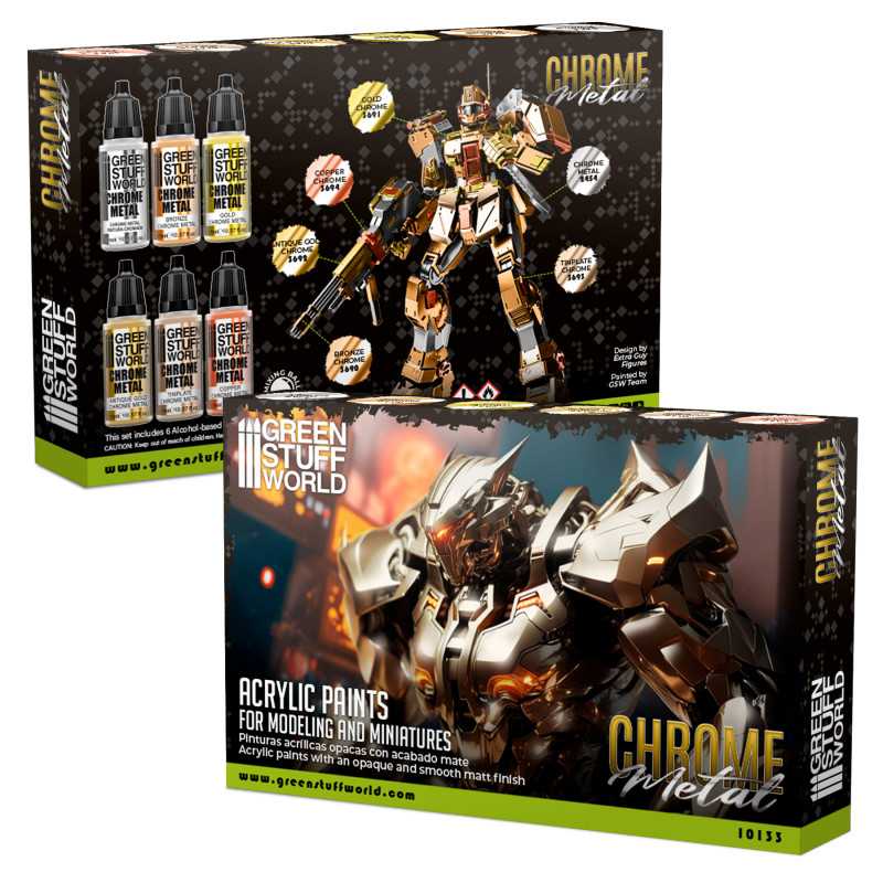 Green Stuff World Paint Set - Chrome Metal