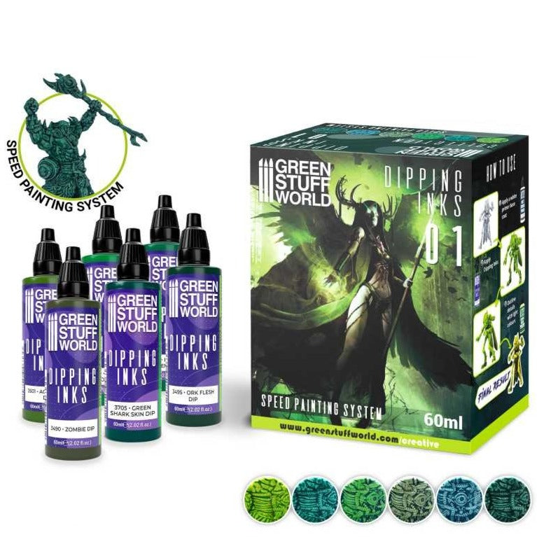 Green Stuff World Paint Set - Dipping collection 01 (Green)