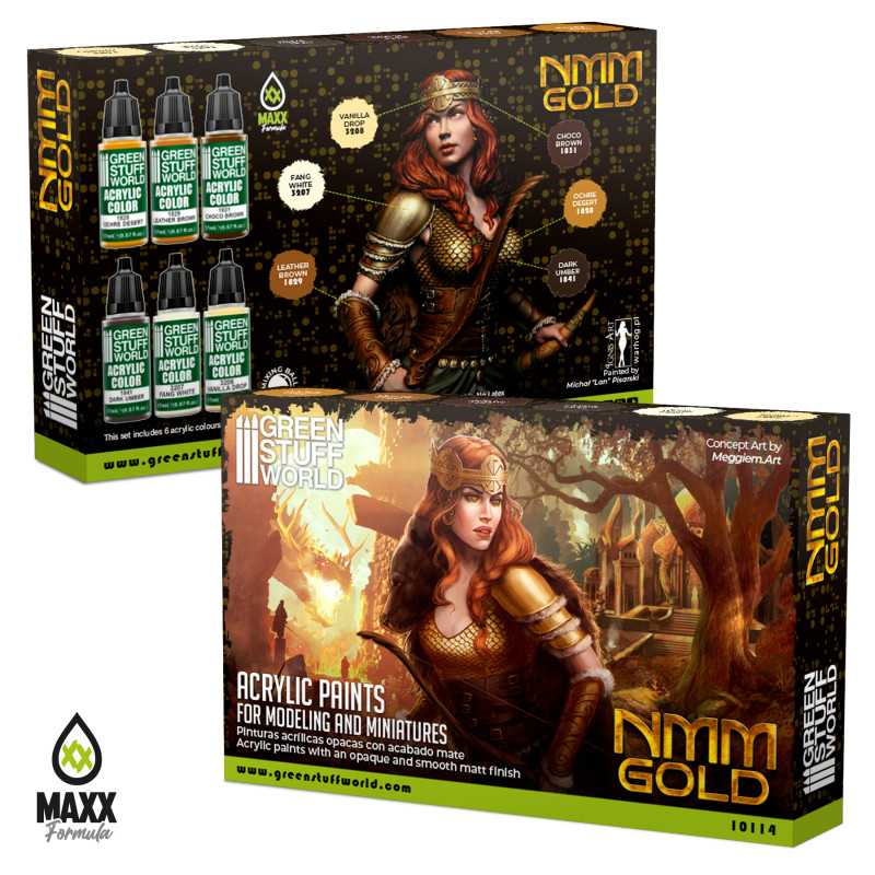 Green Stuff World Paint Set - NMM Gold