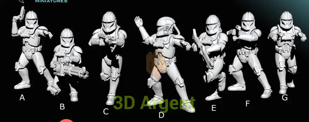 Phase 1 Clone Pilots - Star Wars Legion 3D Printed Resin BlueWolf Miniatures