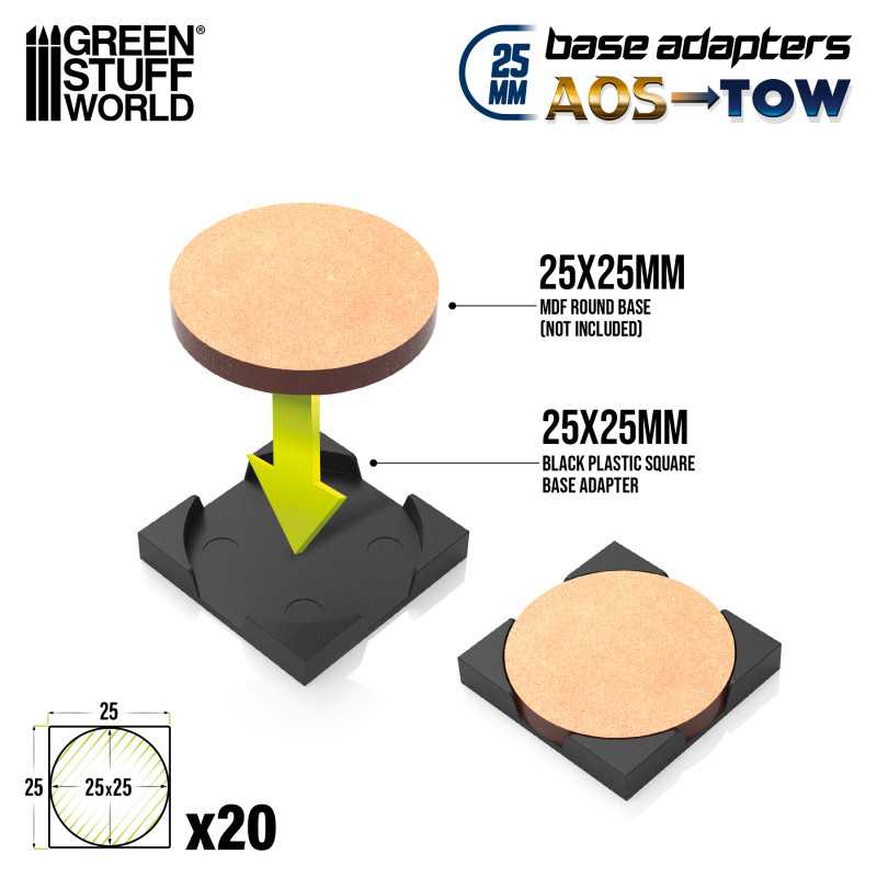 Green Stuff World Round to Square Base Adapter 25mm