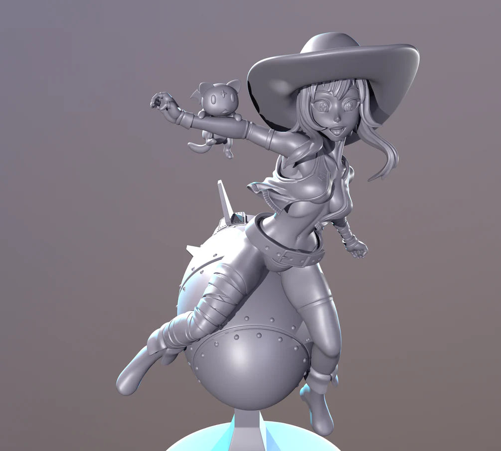 Megu Nuke Rider | Pin-Up Statue Fan Art Miniature Unpainted | Dinamuu3D