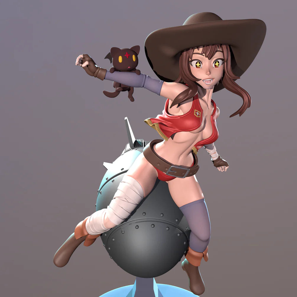 Megu Nuke Rider | Pin-Up Statue Fan Art Miniature Unpainted | Dinamuu3D