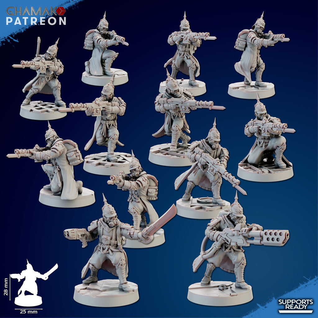 Trencher Infantry Miniatures | Imperial Soldiers | Grimdark Proxy Miniature | Ghamak