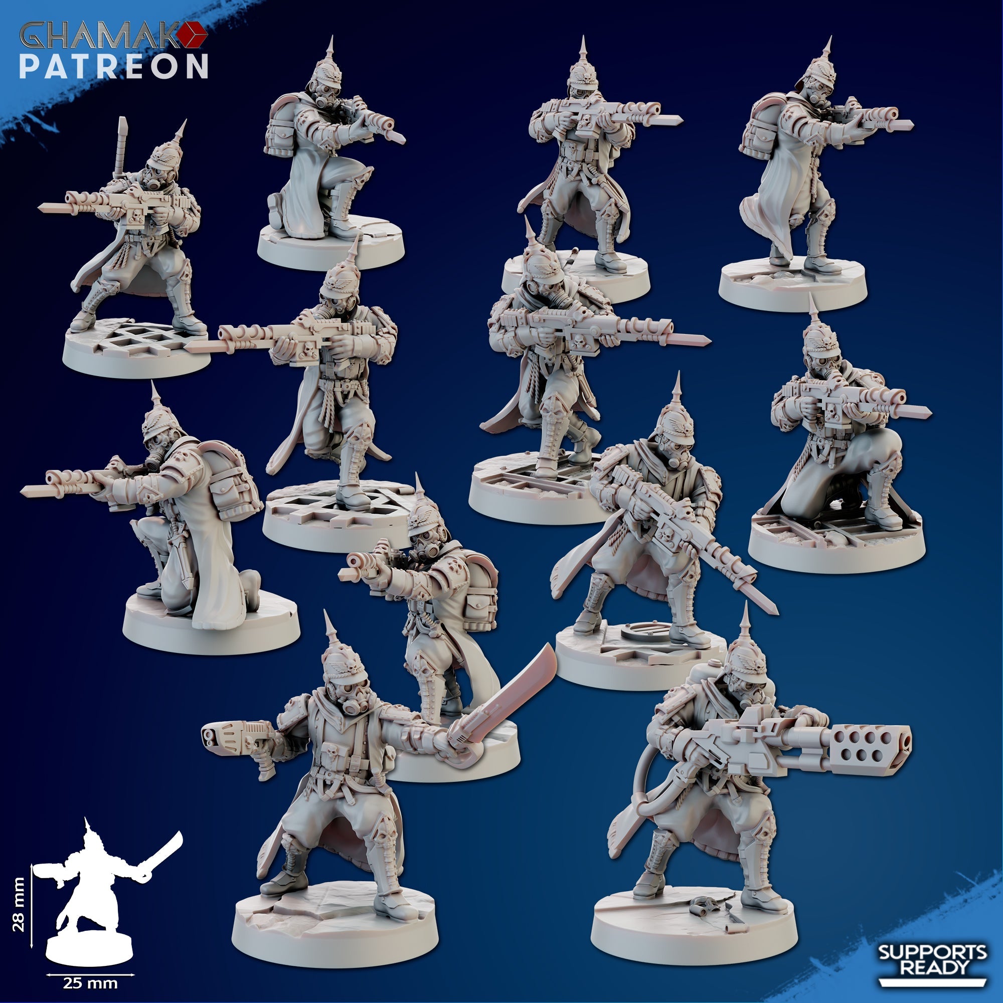 Trencher Infantry Miniatures | Imperial Soldiers | Grimdark Proxy Miniature | Ghamak