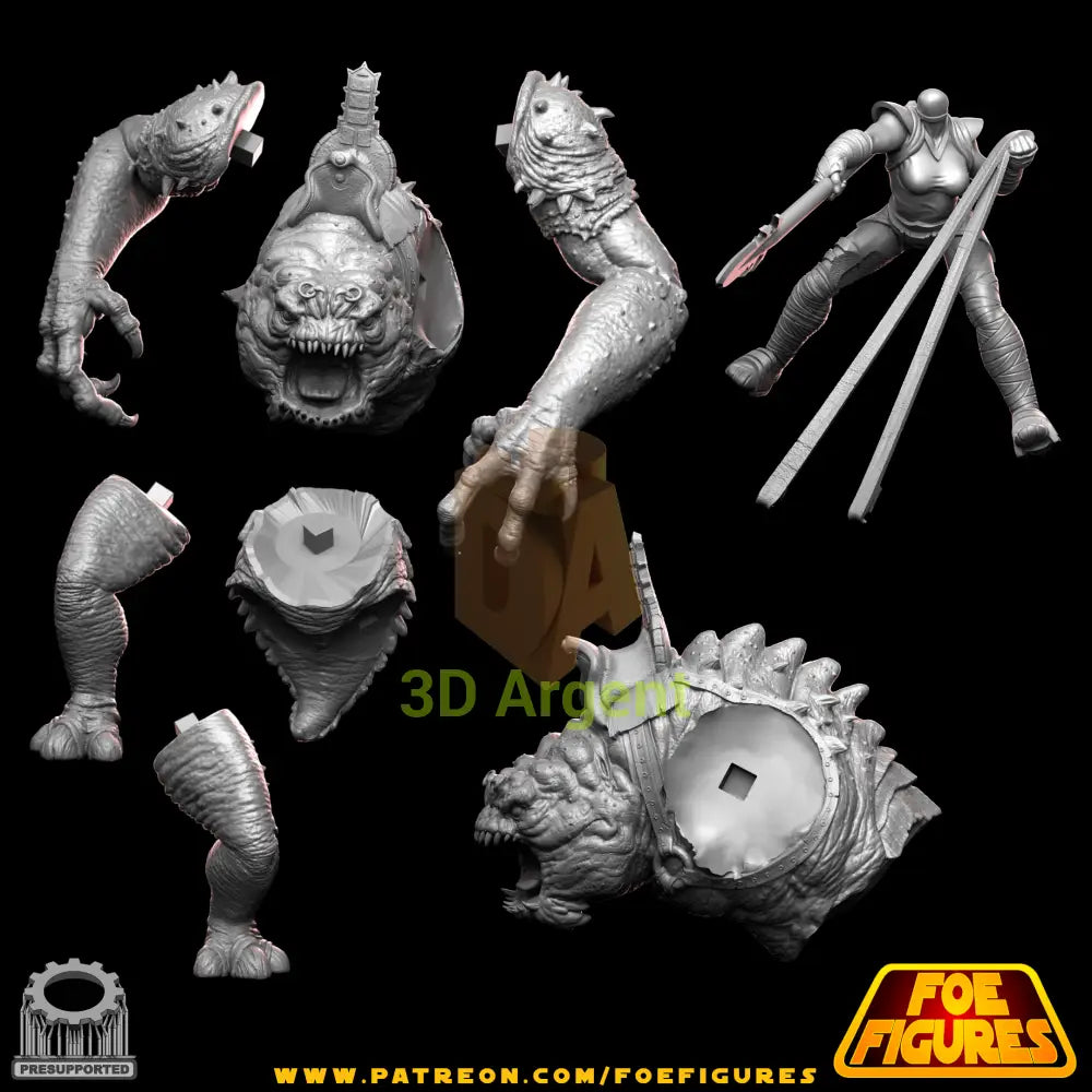Rancor v4 with Night Sister Rider - Star Wars Legion compatible 3D Printed Resin Miniatures Foe