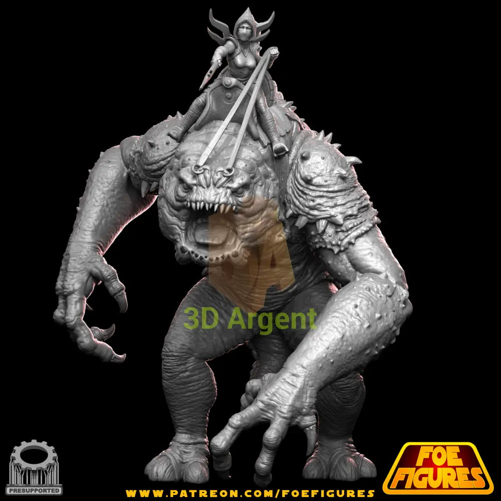 Rancor v4 with Night Sister Rider - Star Wars Legion compatible 3D Printed Resin Miniatures Foe