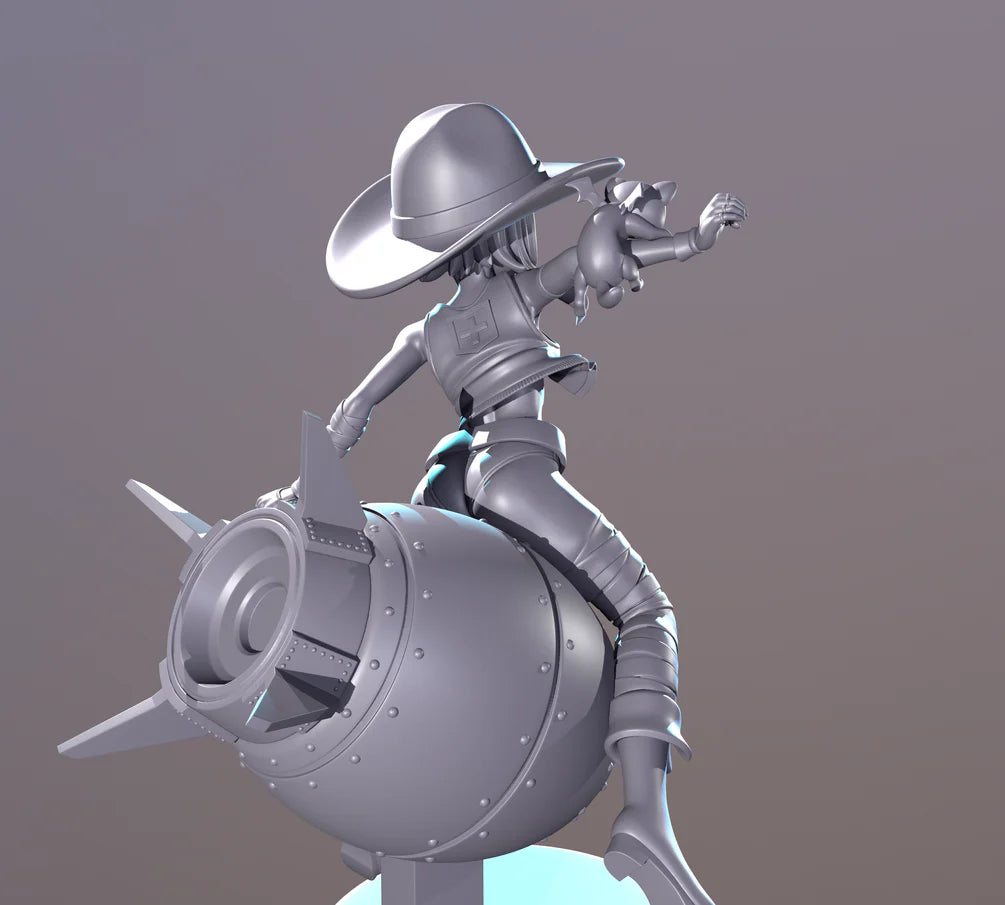 Megu Nuke Rider | Pin-Up Statue Fan Art Miniature Unpainted | Dinamuu3D