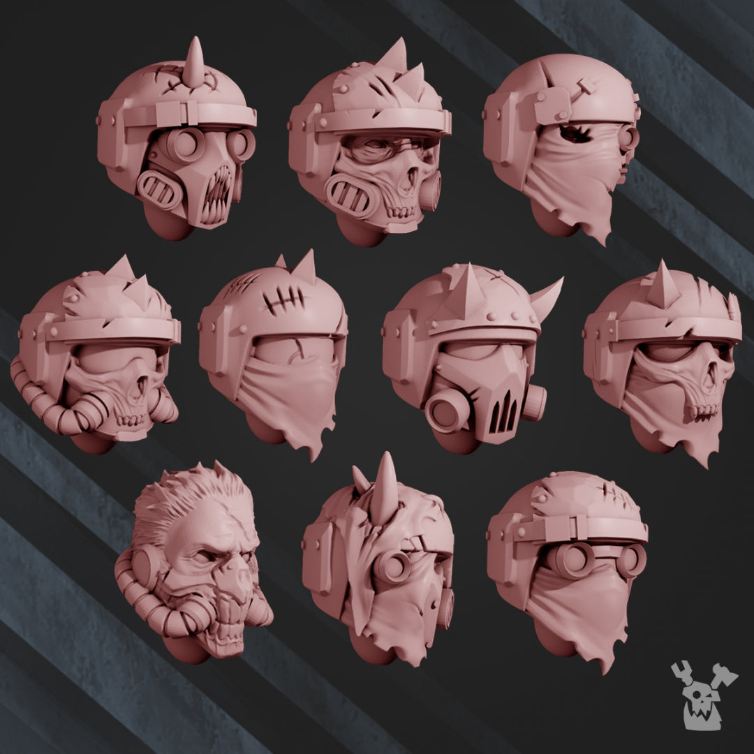 10x Blood Renegade Heads | DakkaDakka | Sci-Fi Grimdark Custom Bitz Wargaming Miniatures 28mm 32mm
