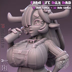 Farm Life Milk Maid | Pin-Up Statue Fan Art Miniature Unpainted | Jigglystix