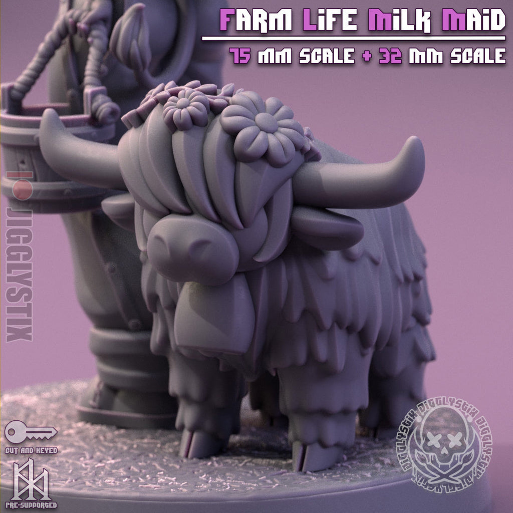 Farm Life Milk Maid | Pin-Up Statue Fan Art Miniature Unpainted | Jigglystix