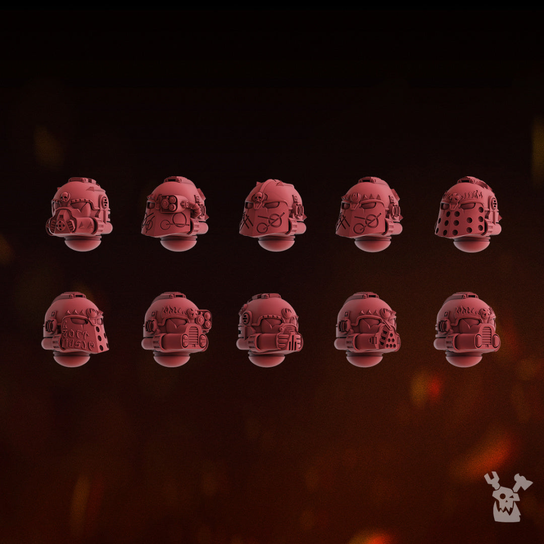 10x Fire Preacher Helmets | DakkaDakka | Sci-Fi Grimdark Custom Bitz Wargaming Miniatures 28mm 32mm