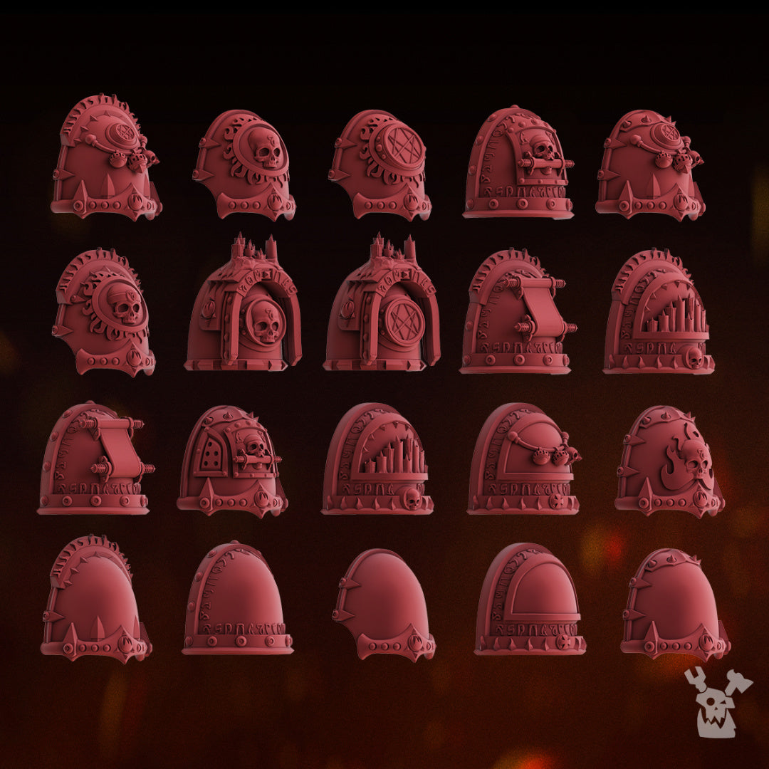 20x Fire Preacher Shoulder Pauldrons | DakkaDakka | Sci-Fi Grimdark Custom Bitz Wargaming Miniatures 28mm 32mm