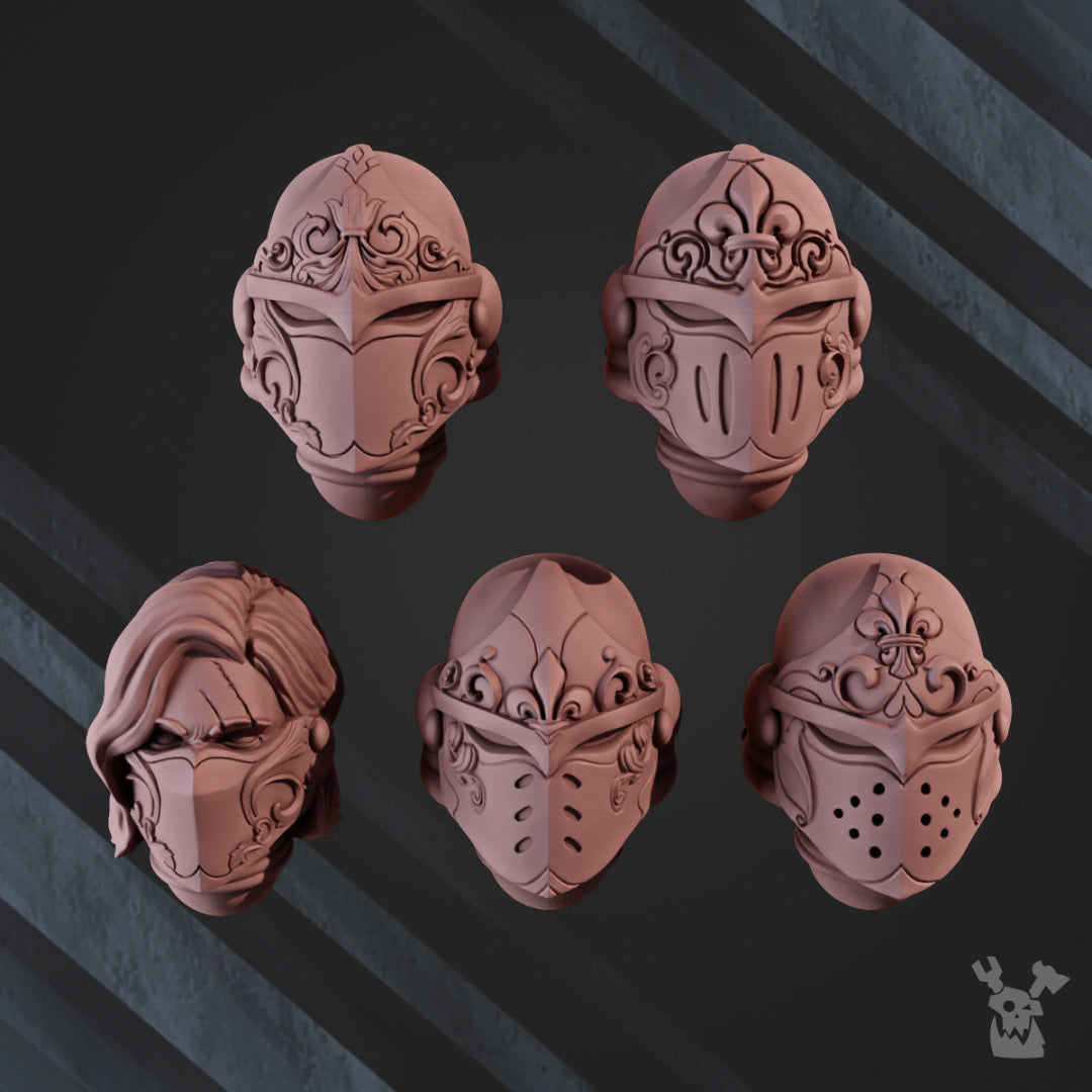 5x Valiant Heart Helmets | DakkaDakka | Sci-Fi Grimdark Custom Bitz Wargaming Miniatures 28mm 32mm