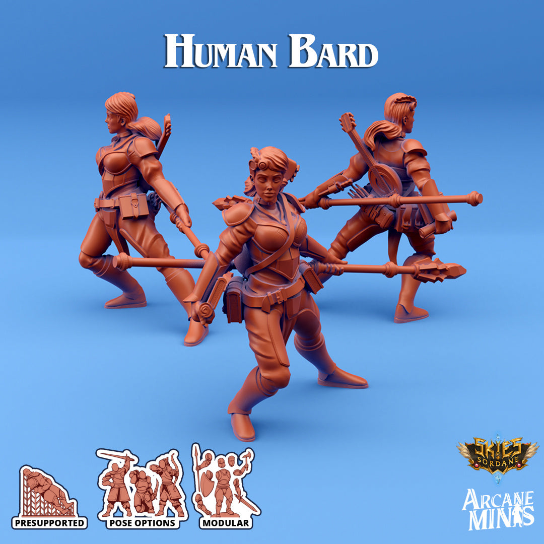 Human Bard D | Skies of Sordane | Fantasy Miniature | Arcane Minis