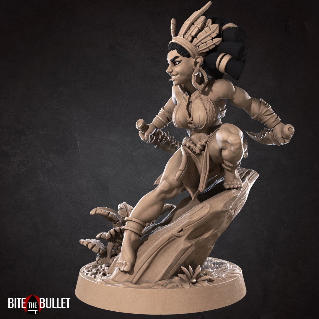 Kala the Headhunter Pin-Up | Amazons | Fantasy Miniature | Bite the Bullet
