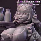 Milk Tasting Maid | Pin-Up Statue Fan Art Miniature Unpainted | Jigglystix