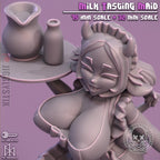 Milk Tasting Maid | Pin-Up Statue Fan Art Miniature Unpainted | Jigglystix