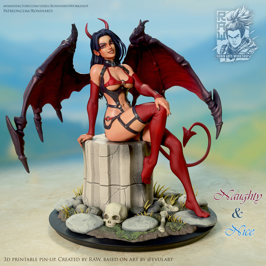 Naughty & Nice | Pin-Up Statue Fan Art Miniature Unpainted | Ronin Arts Workshop