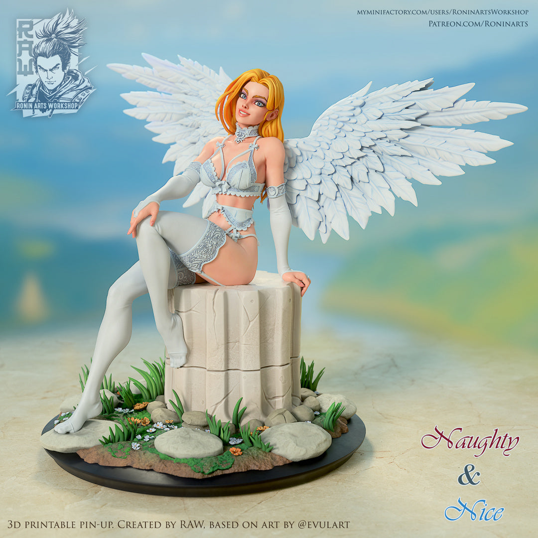 Naughty & Nice | Pin-Up Statue Fan Art Miniature Unpainted | Ronin Arts Workshop