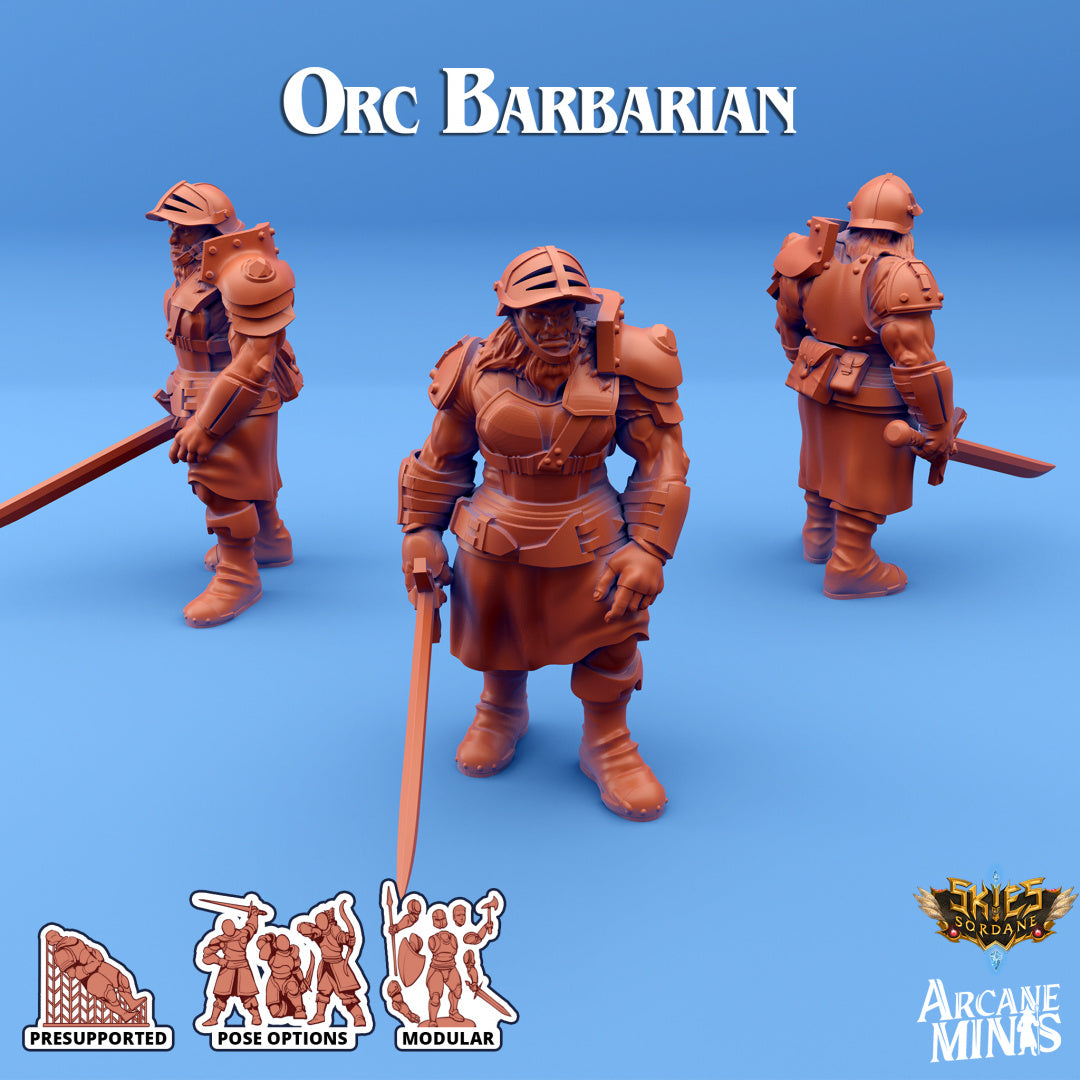 Orc Barbarian B | Skies of Sordane | Fantasy Miniature | Arcane Minis