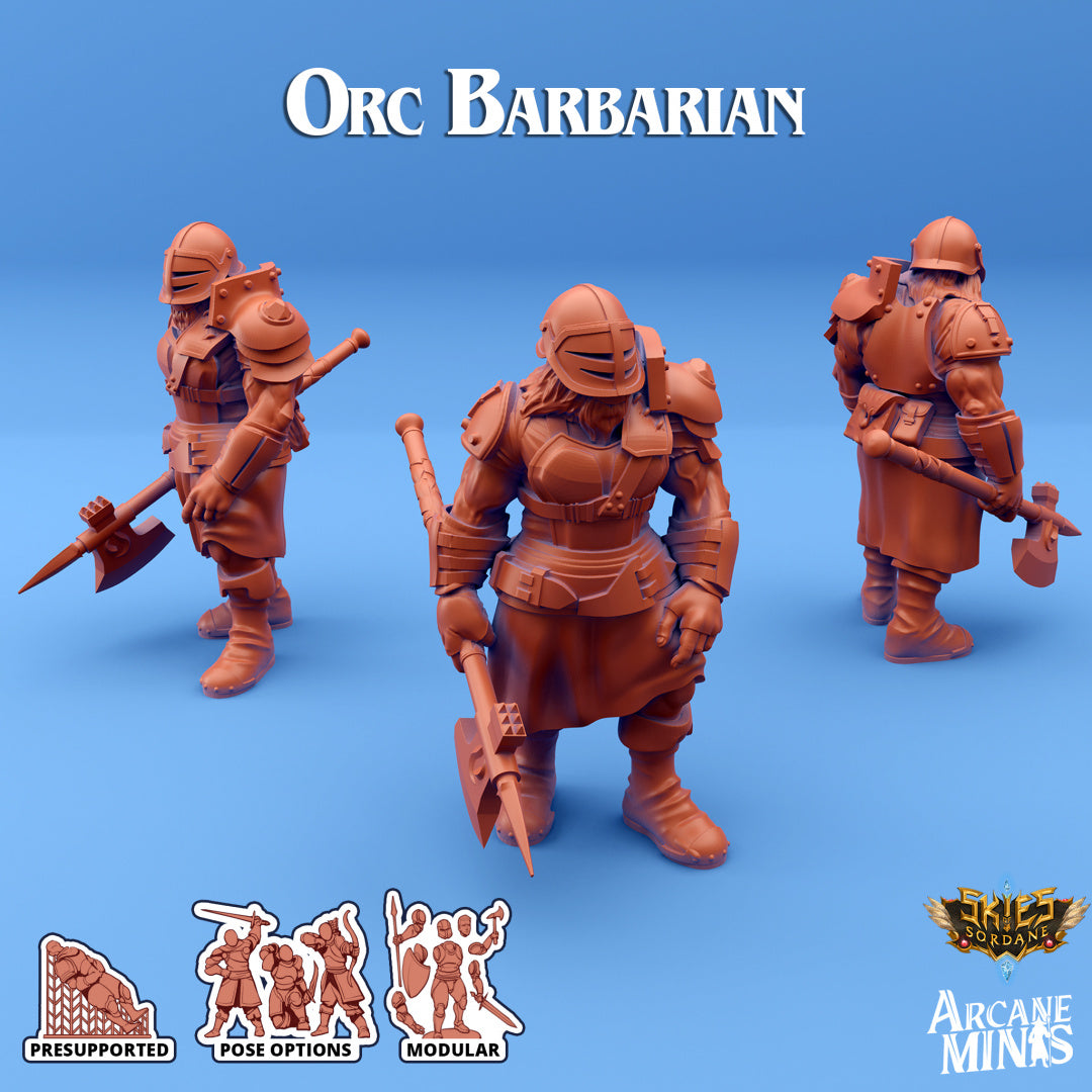 Orc Barbarian E | Skies of Sordane | Fantasy Miniature | Arcane Minis