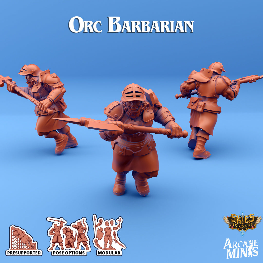 Orc Barbarian C | Skies of Sordane | Fantasy Miniature | Arcane Minis